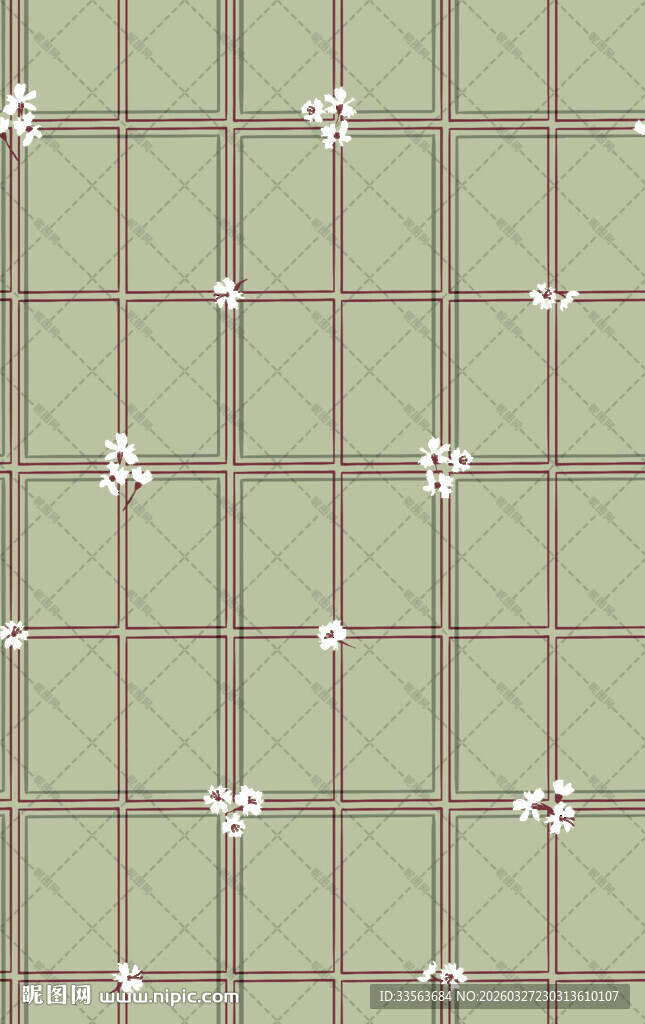 浅绿色格纹花卉图案背景