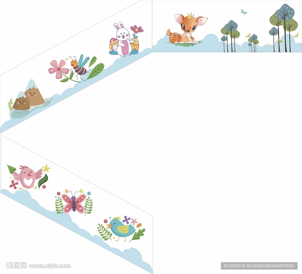 卡通动物花草装饰楼梯文化