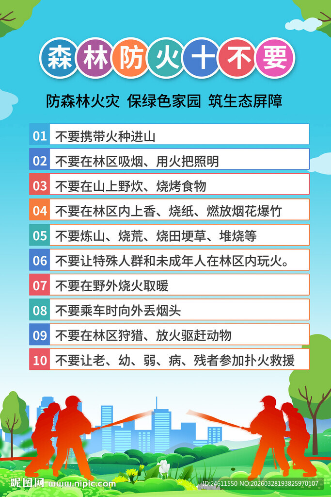 森林防火十不要宣传海报