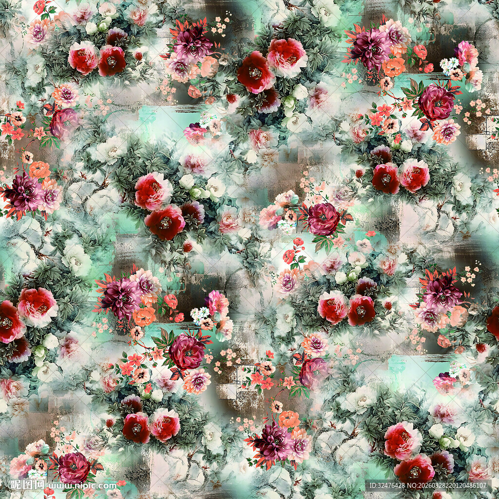 圣诞花卉图案纹理背景