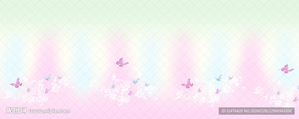 梦幻粉蓝花卉渐变背景图