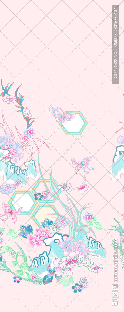 梦幻花卉插画汉服