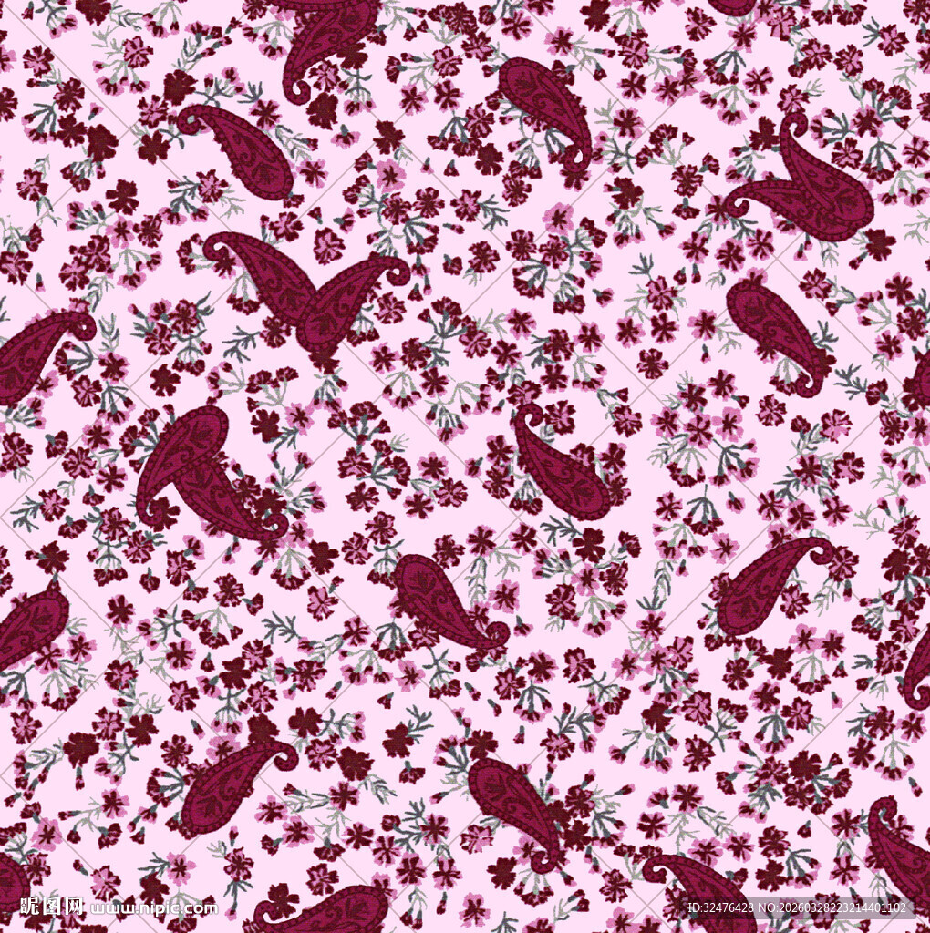 粉色背景动物花卉图案