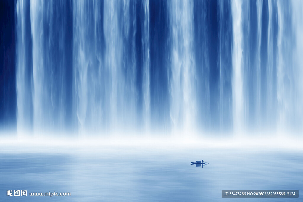 流水生财瀑布山水背景图