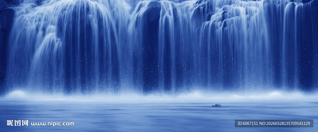 高山流水瀑布山水图