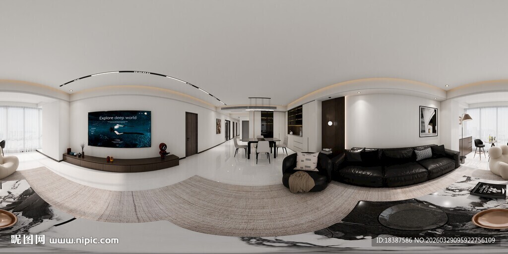 现代简约风客厅全景