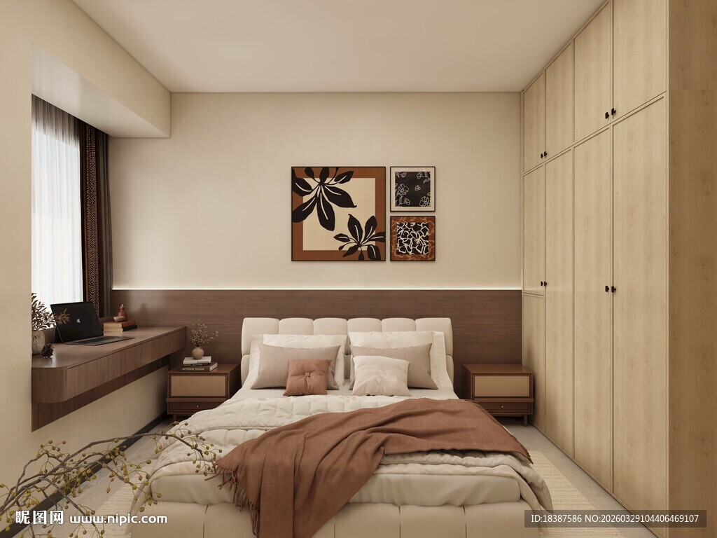 简约温馨卧室室内设计场景