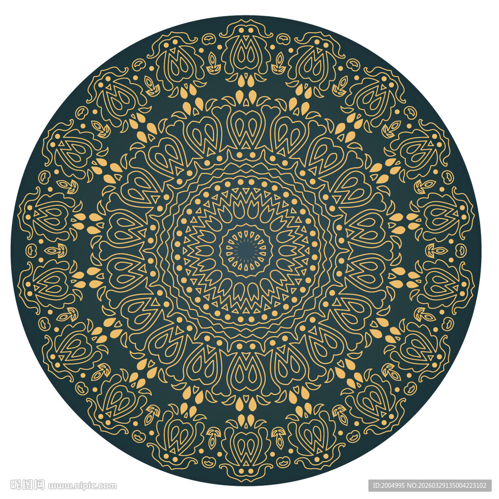 圆形复古花纹图案设计