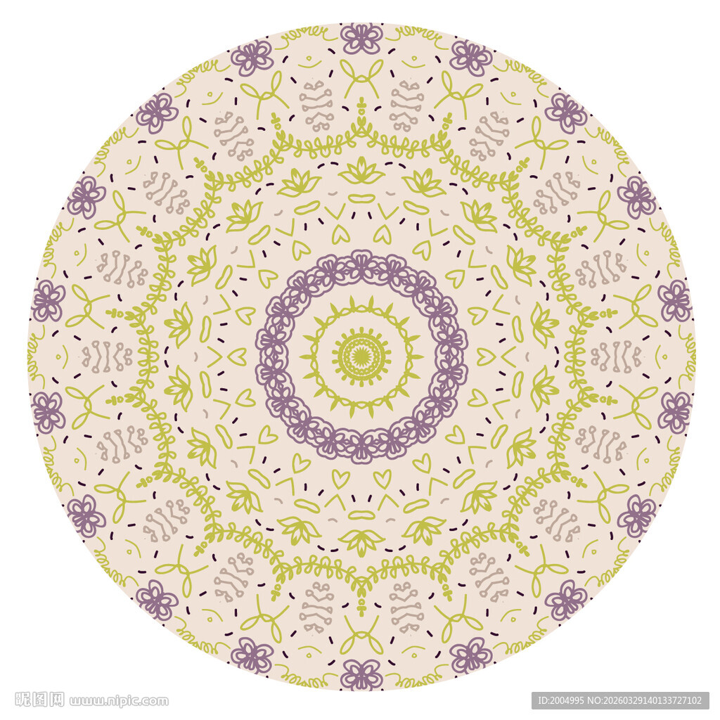 圆形精美曼陀罗花纹图案
