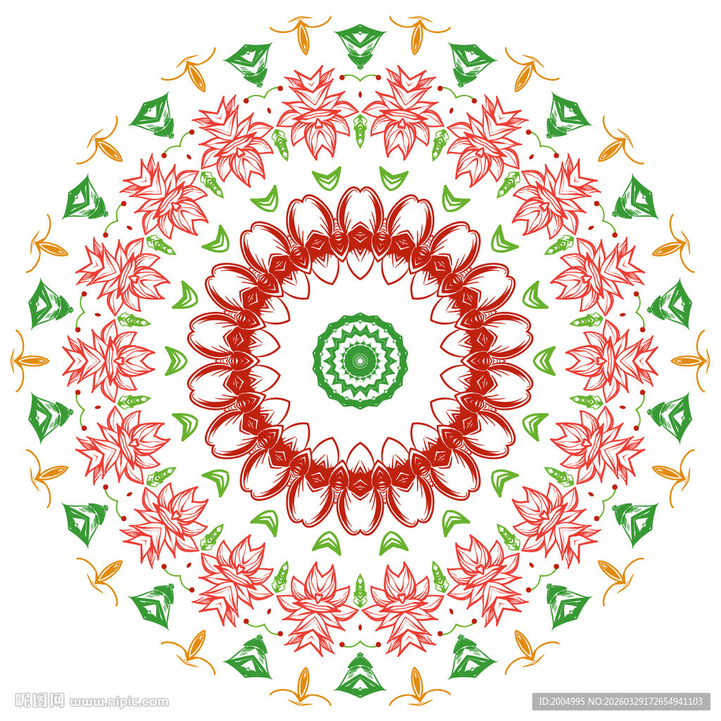 圆形矢量彩色花纹