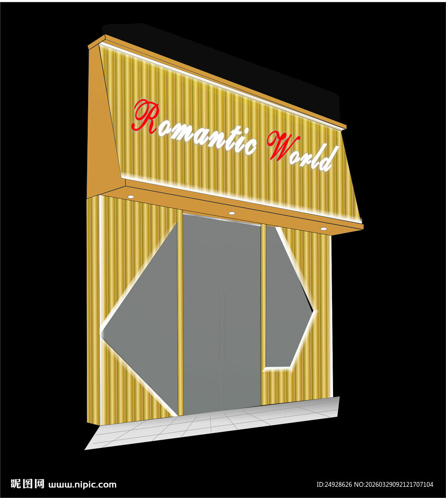 波浪板外观的浪漫商店门头