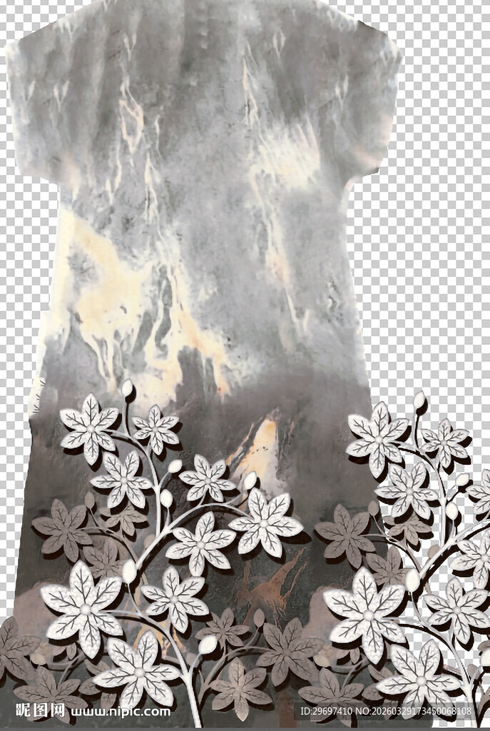 白色花朵装饰的独特T恤