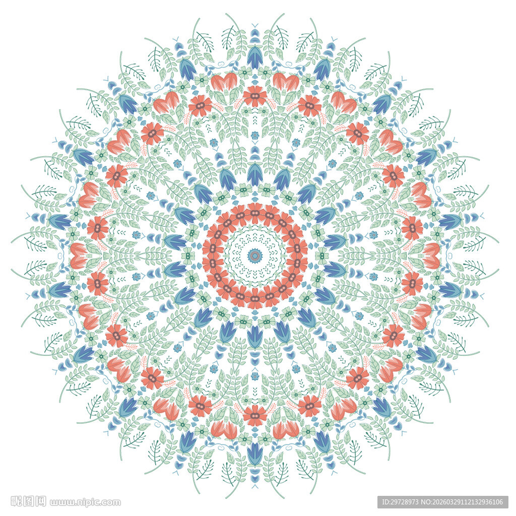 多彩圆形曼陀罗图案