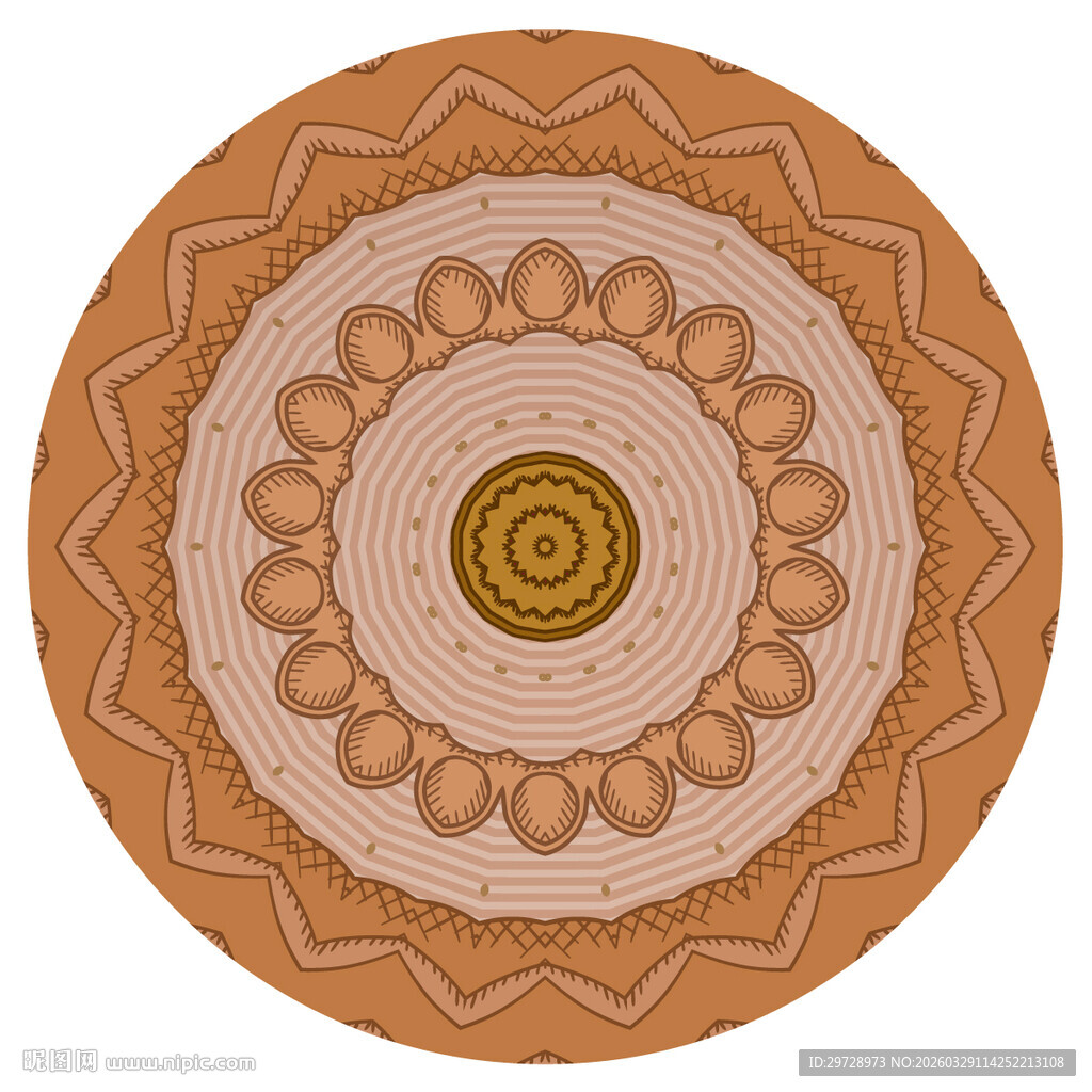 圆形棕色印花图案