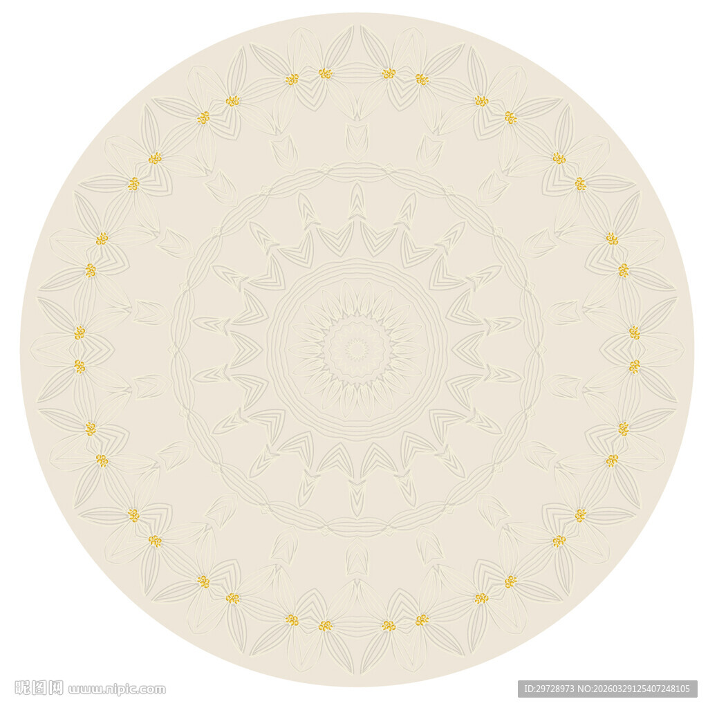 圆形米白色带金点装饰图案