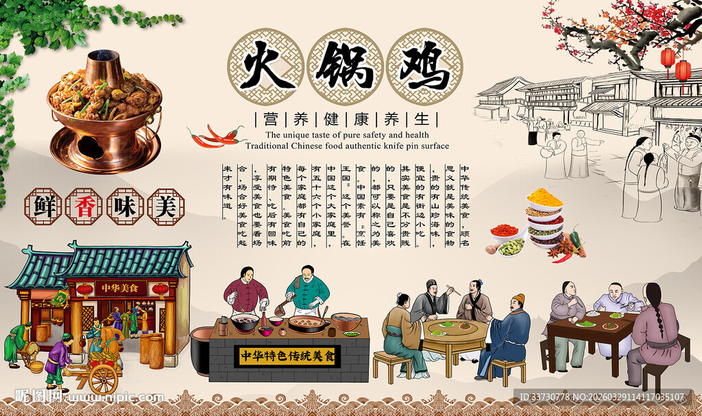 火锅鸡背景墙