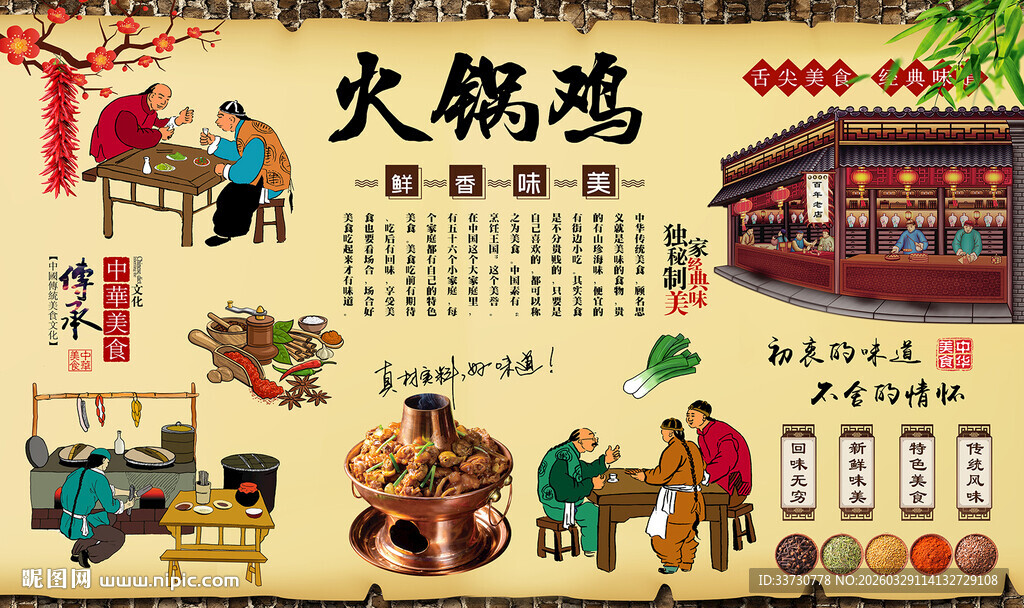 火锅鸡背景墙