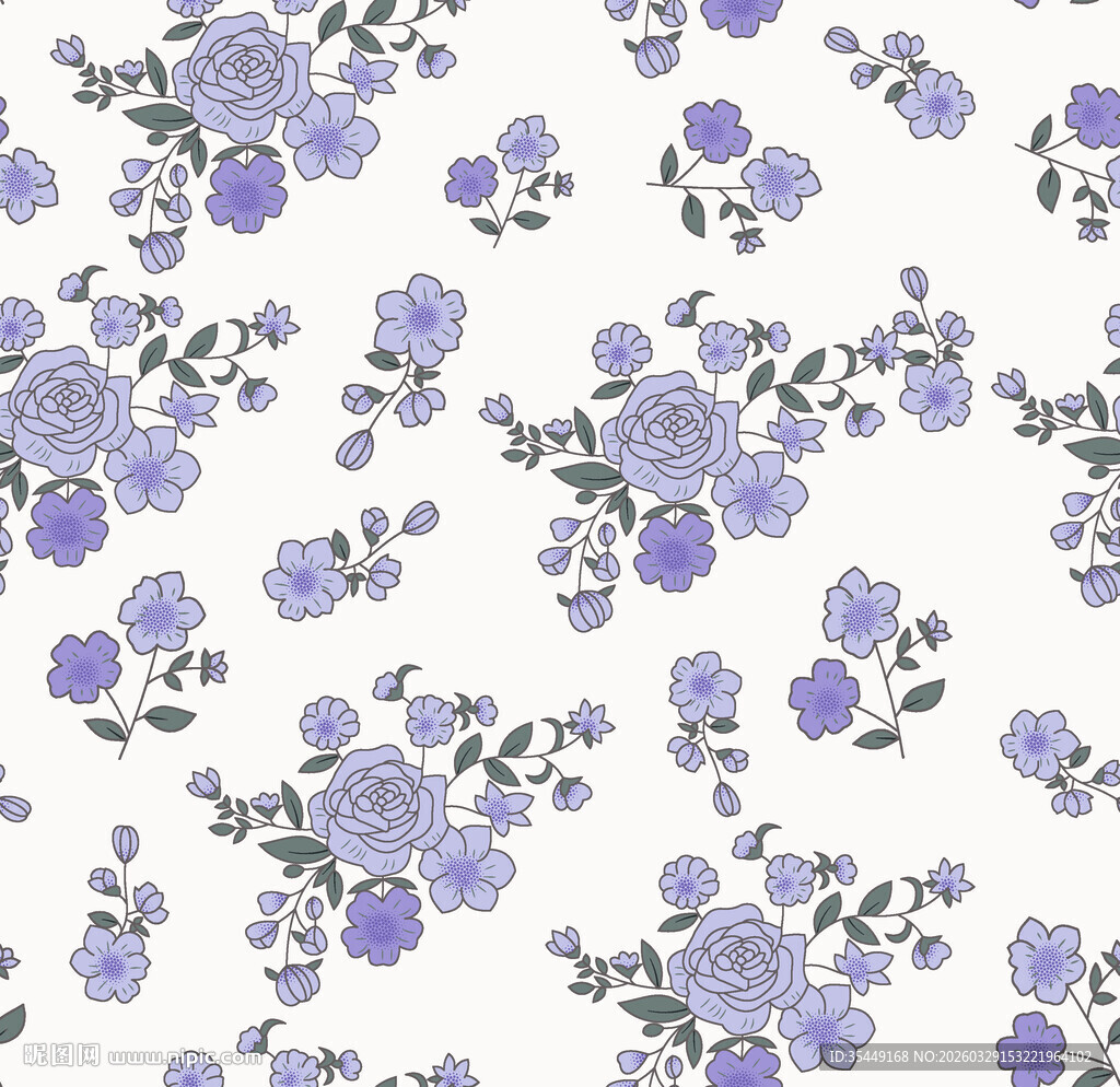 紫色花卉图案无缝背景