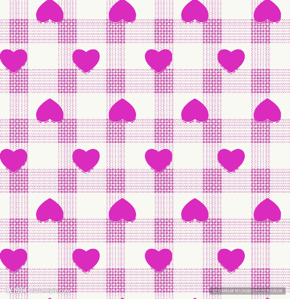 粉色爱心格子图案背景