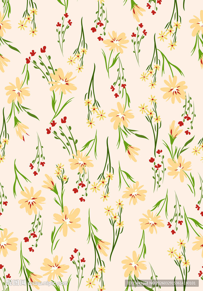 清新花卉无缝图案纹理