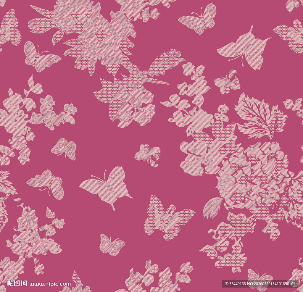 粉色花卉蝴蝶图案背景