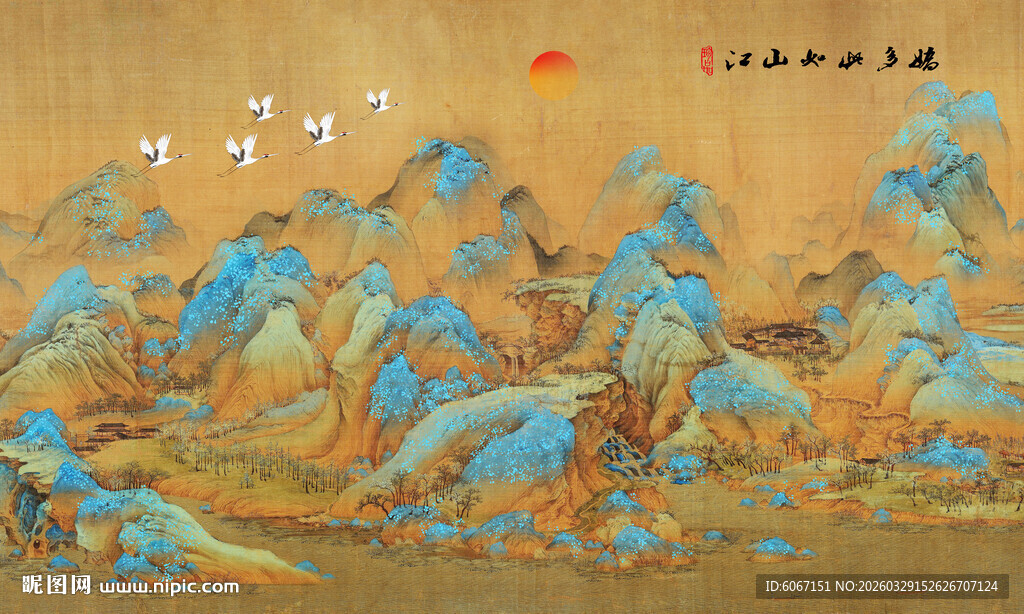 中式古风古典山水画背景