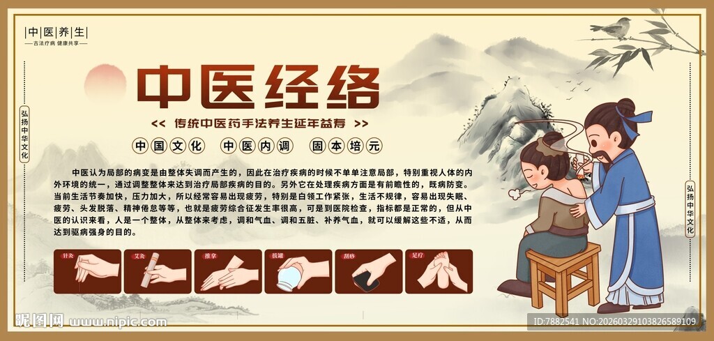 古代中医经络场景图