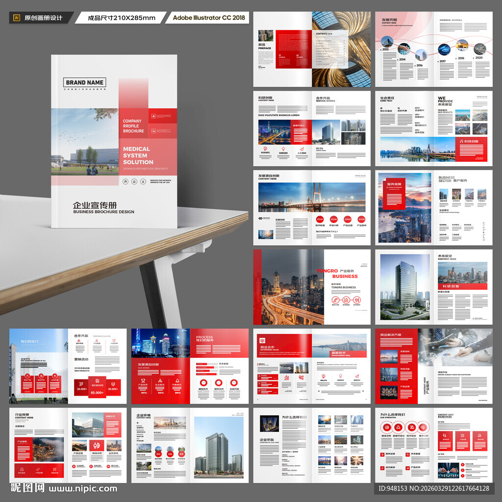 红色企业宣传册