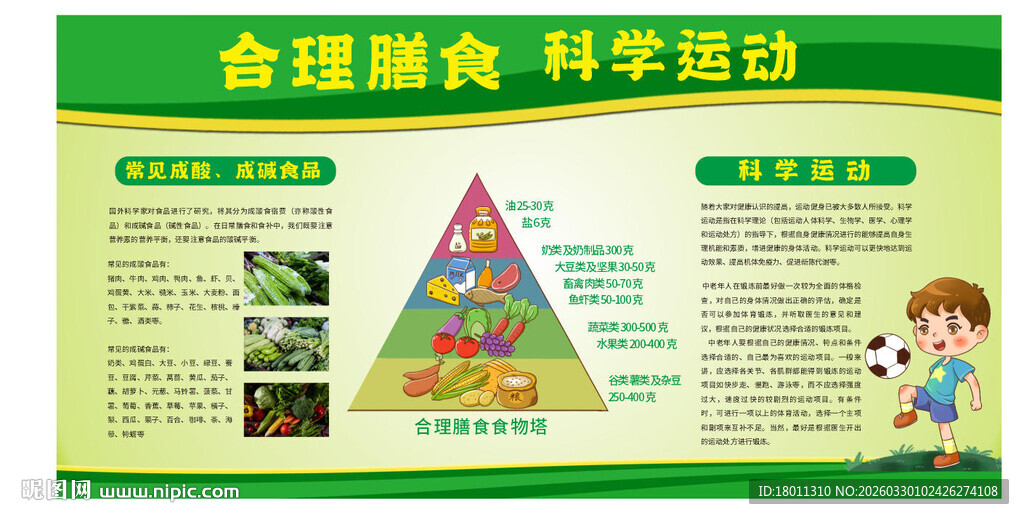 合理膳食科学运动宣传页