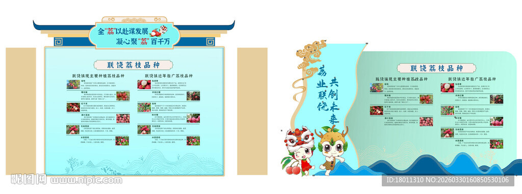 荔枝美食摊位不规则形状宣传栏