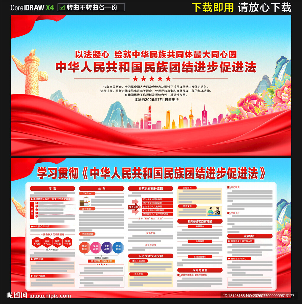 民族团结进步促进法展板宣传栏