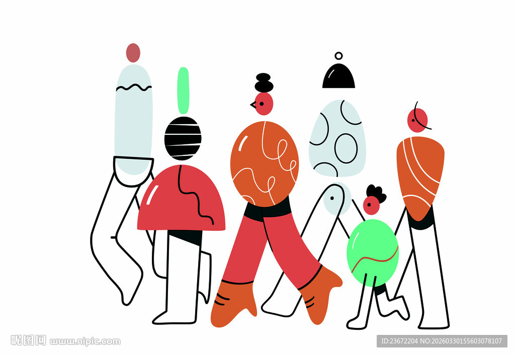 卡通风格人物群体动态图