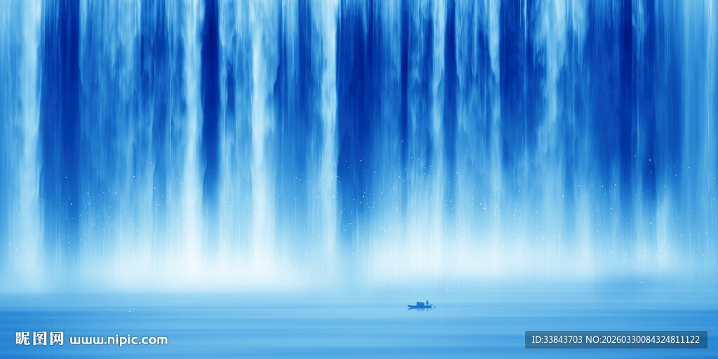 高清瀑布山水画