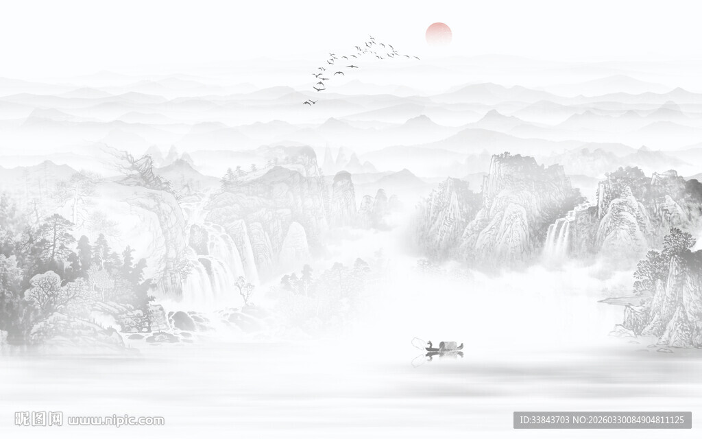 新中式水墨山水画