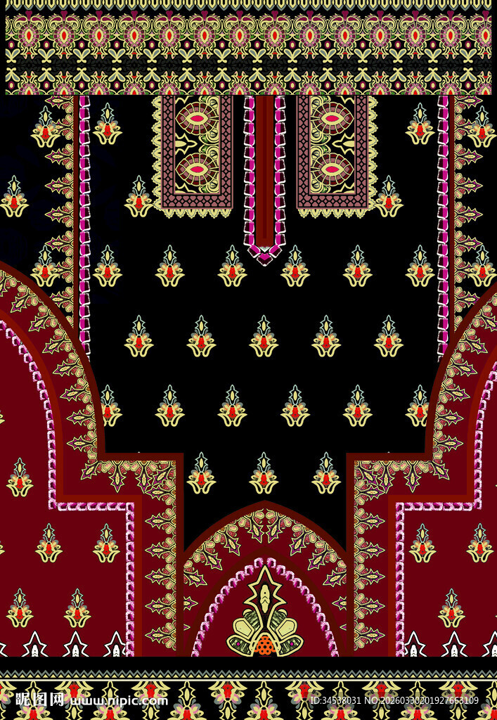 定位花 腰果花 方巾 手绘