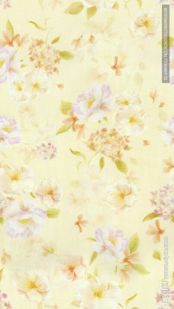 淡雅花卉印花布料图案