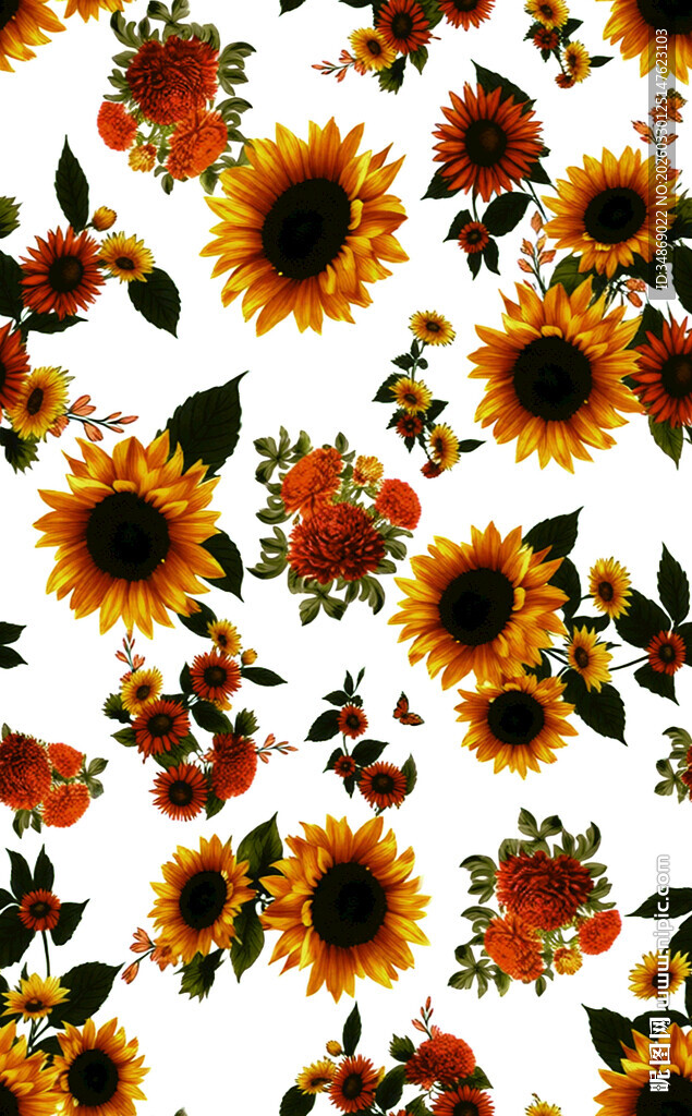 向日葵花卉图案背景图