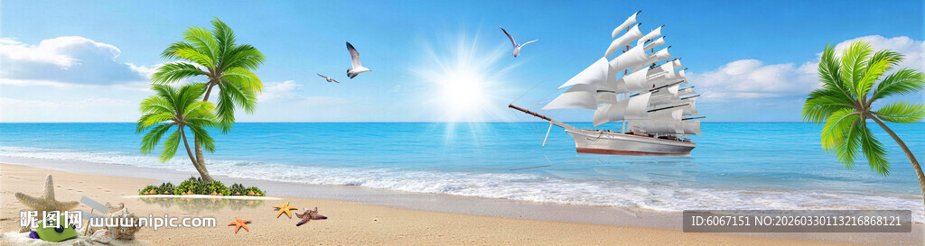 大海沙滩海边风景