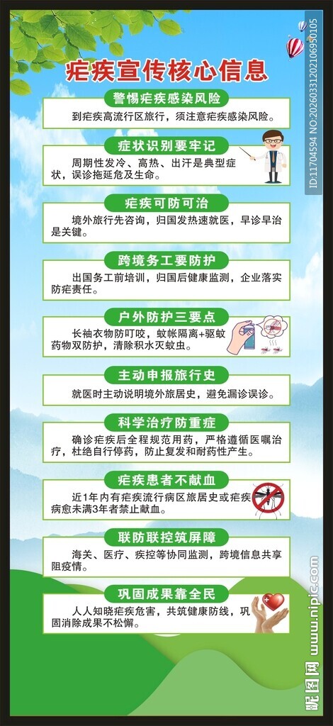 疟疾宣传核心信息展架