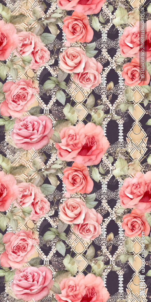 粉色玫瑰花卉图案背景