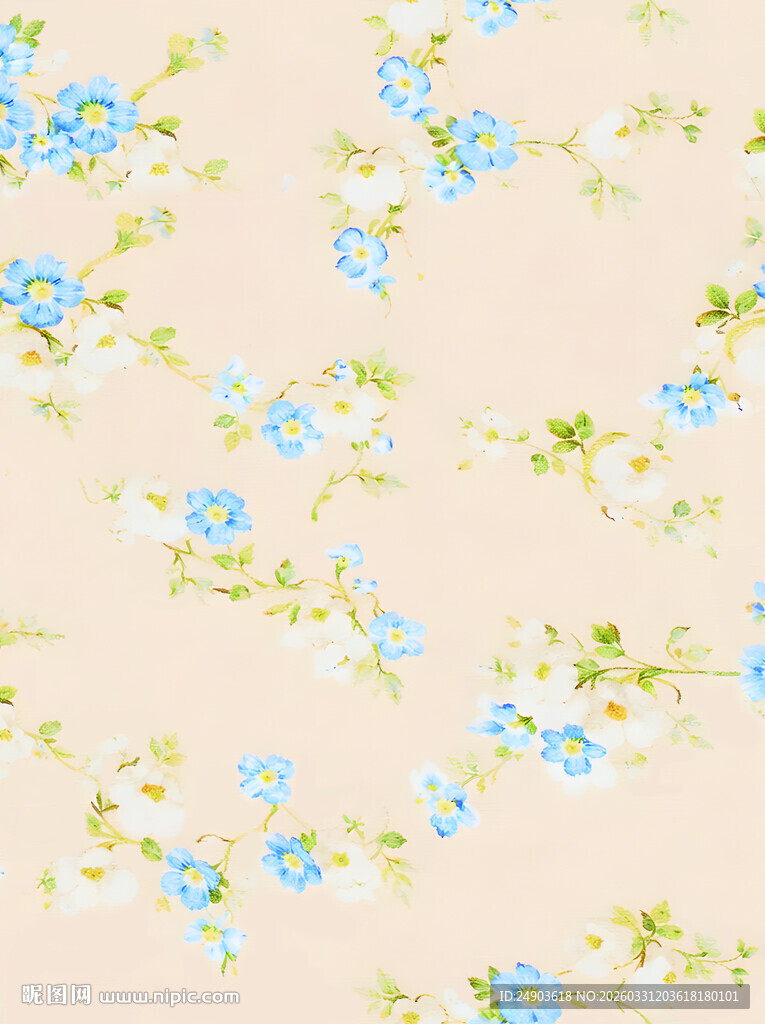 淡米色底蓝花碎花图案