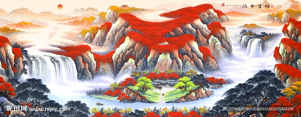 壮丽山水国画景观