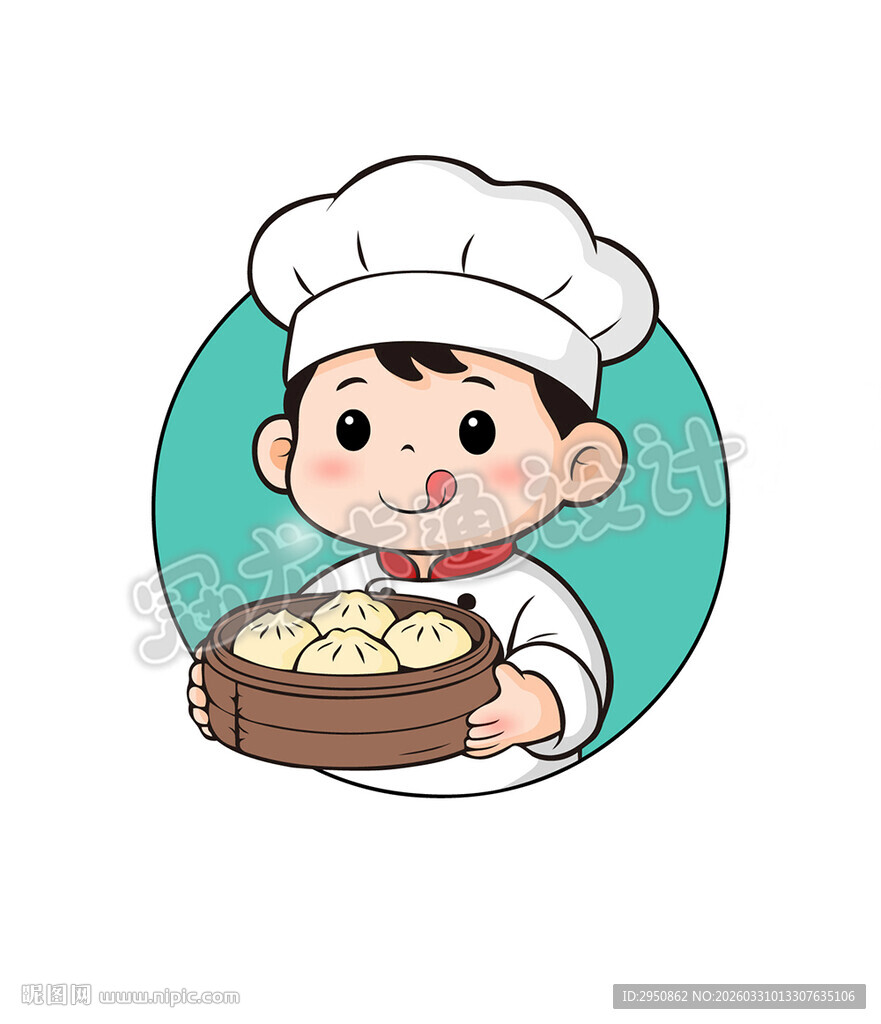 早餐店小厨师端着一笼包子