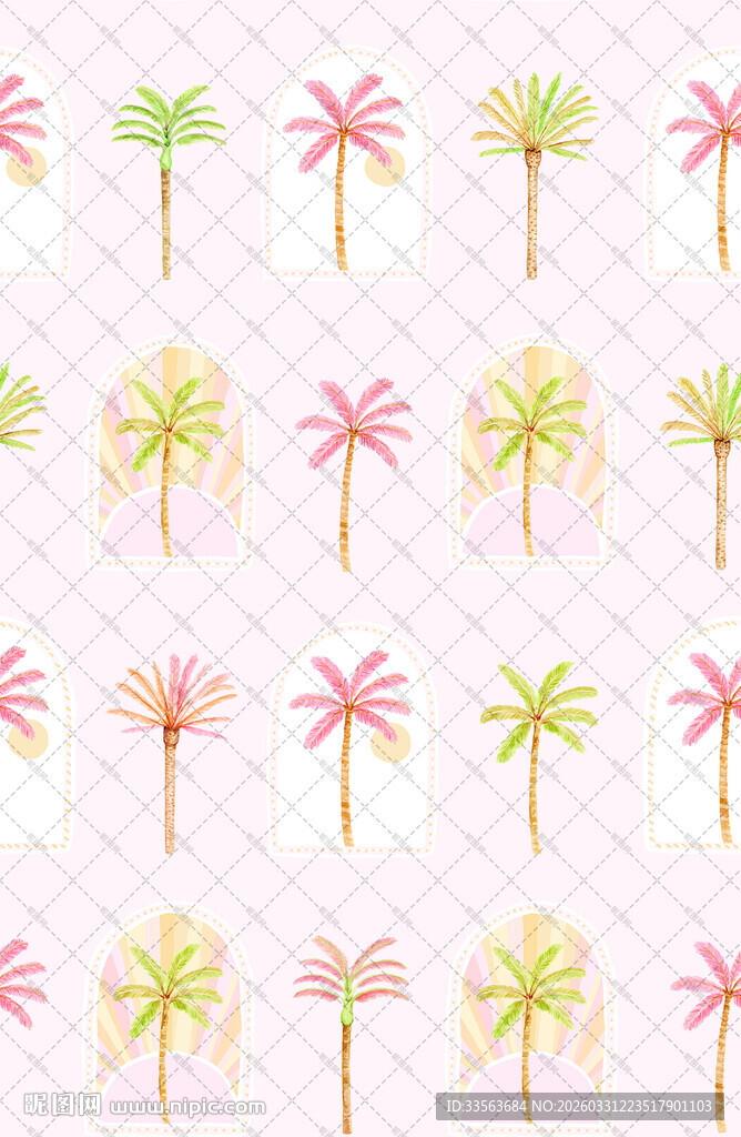 彩色棕榈树图案背景