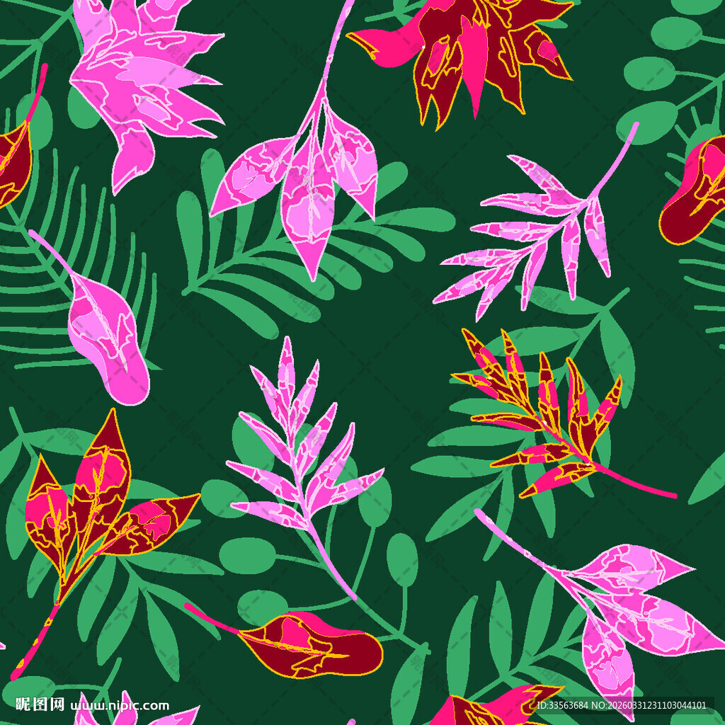 热带植物花卉图案背景