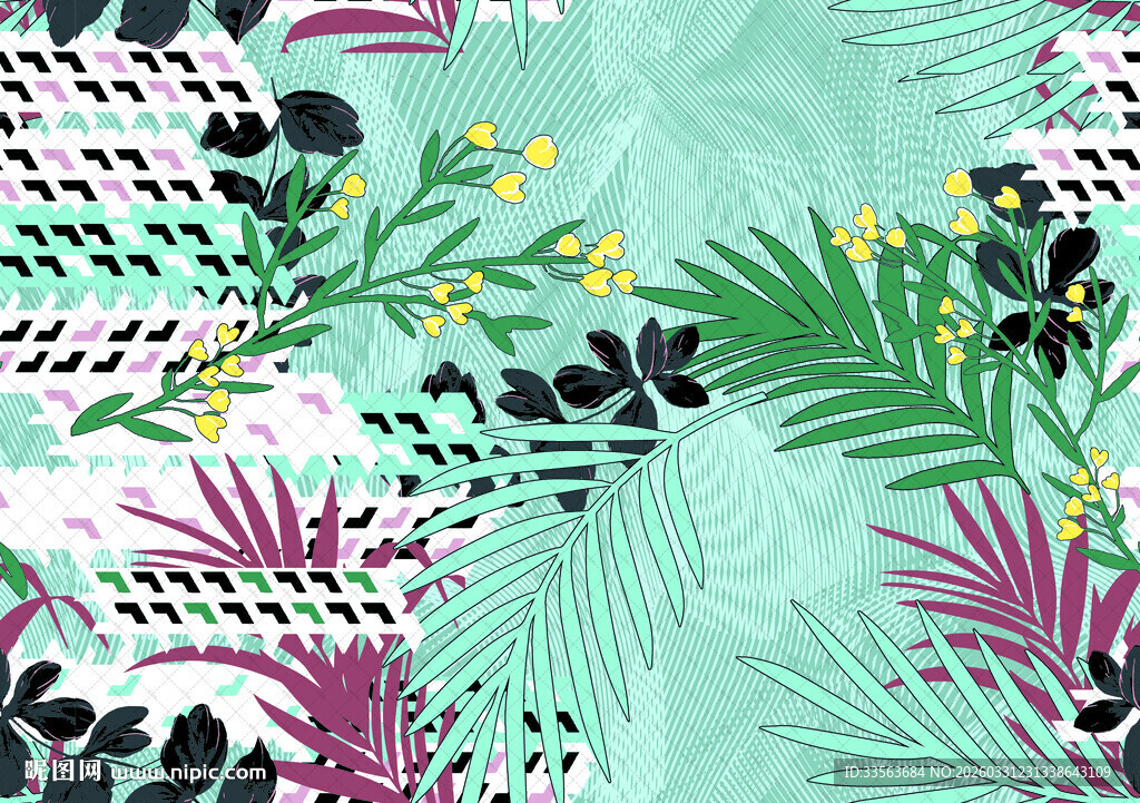 热带植物花卉图案背景