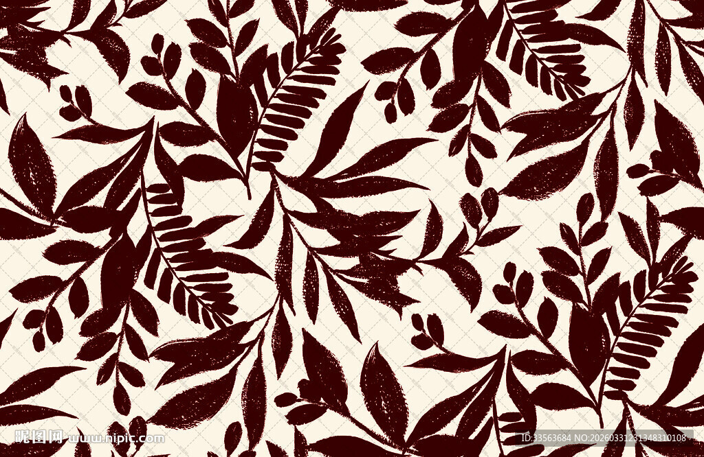 棕白相间植物花纹图案