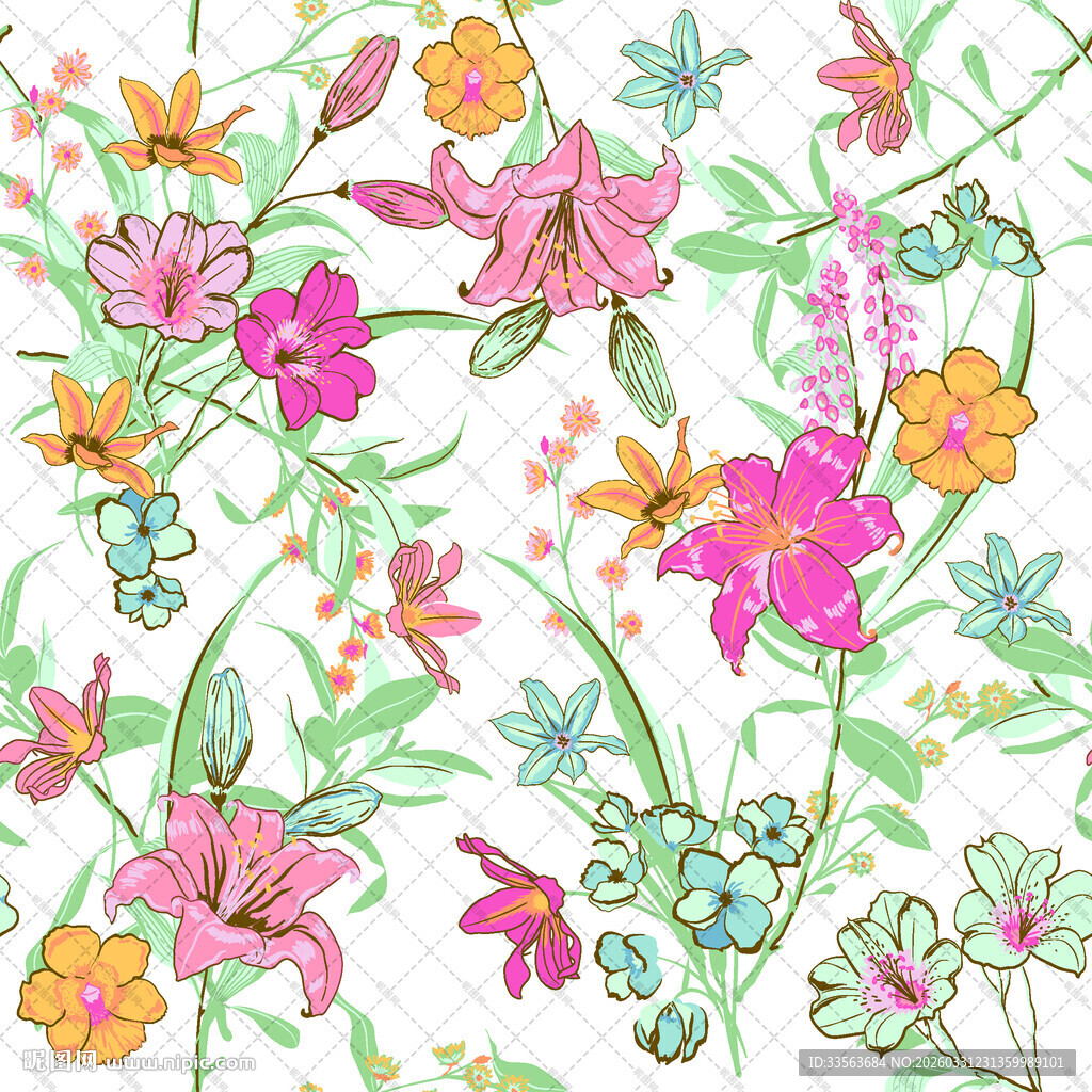 多彩花卉图案设计