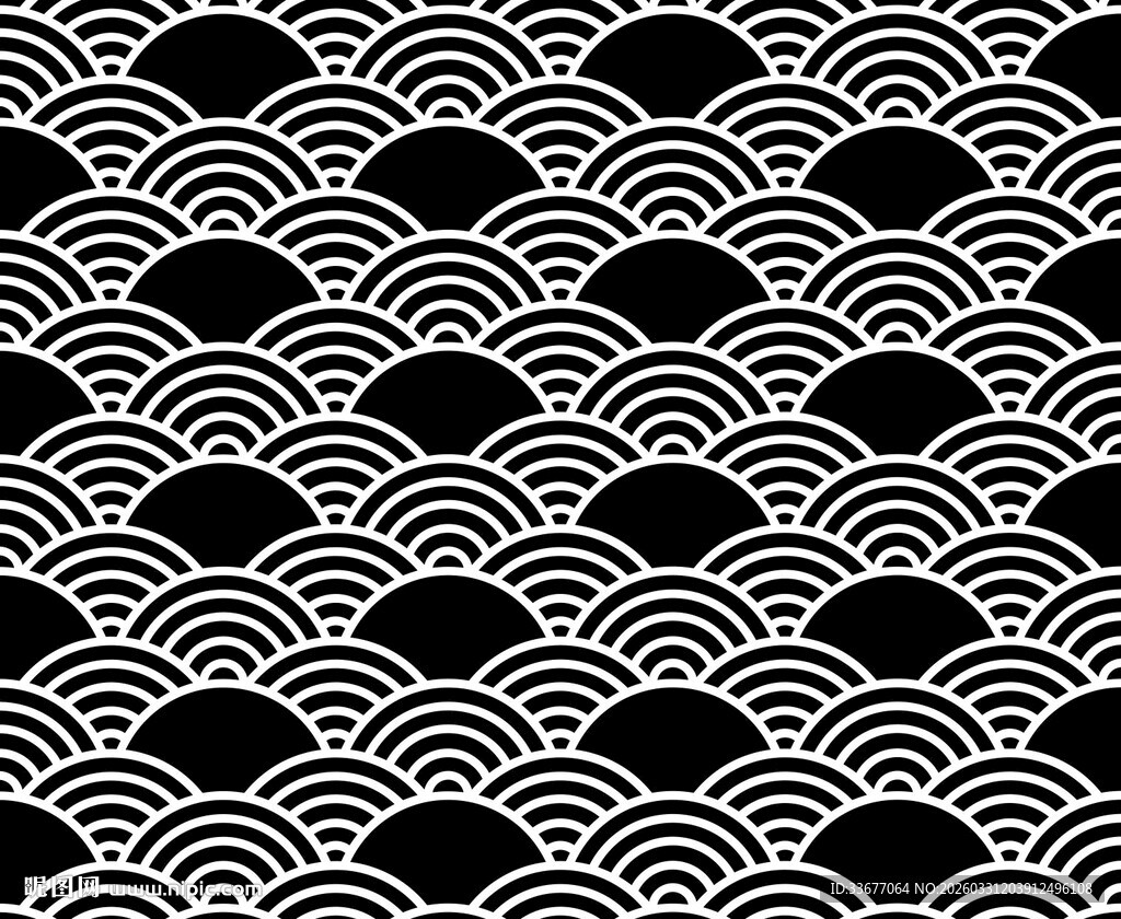 黑白扇形几何图案纹理