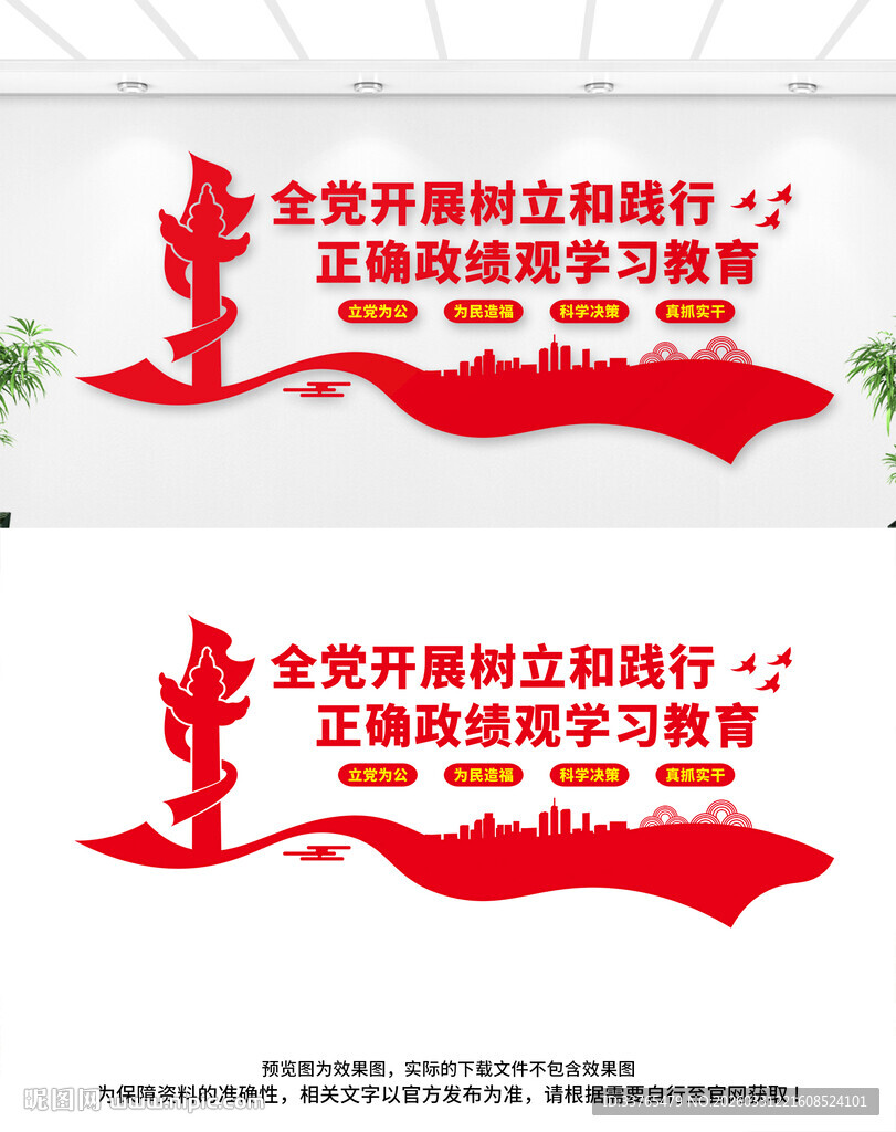 树立和践行正确政绩观党建文化墙